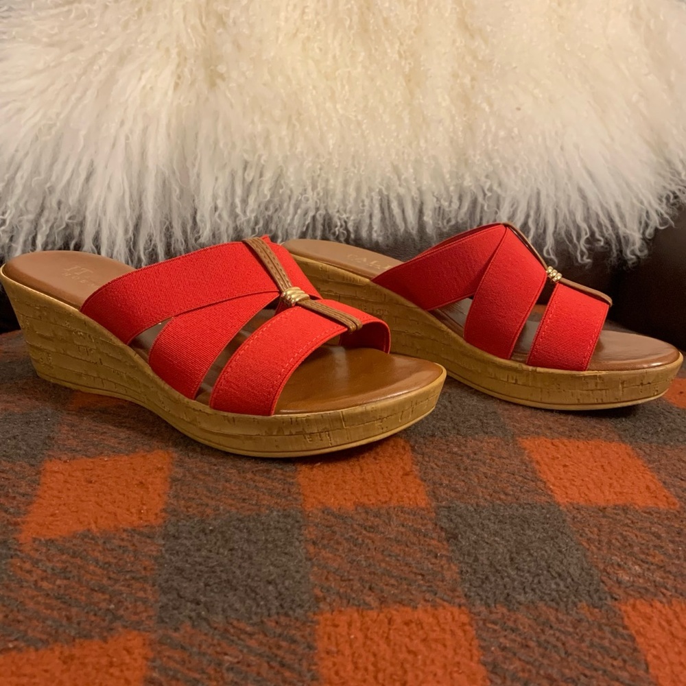 Italian Shoemakers Made In Italy Women's Teddie Wedge Sandals 7.5